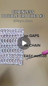 Leyu Toys on Instagram: "METHOD #3 
How to Chainless starting Double crochet. 

* No GAPS
* No CHAIN
* STRAIGHT edge 
* EASY method

Achieve clean double crochet edges by starting  a Chainless Double crochet instead of the traditional chain 3. This technique provides a neat look and a straight edge for your projects.

Come back to provide feedback, and please follow us for added motivation to share more tips with you @leyu.toys 

#crochet #crochettips #häkeln #ganchillo #вязание #häkelnlernen #leyutoys"