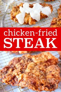 How to make the best chicken fried steak with gravy! This is the Ultimate Chicken Fried Steak Recipe. Perfectly seasoned and boasting the ideal beef to batter ratio. A budget-friendly, quick-fix dinner the entire family will love! #chickenfriedsteak #cubesteaks #dinnerideas #comfortfood #beef #budgetfriendly #dinner