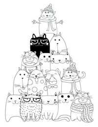 dessin à imprimer pyramide chat coloriage