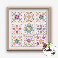 "Spring Sampler! Sampler. Tiny kit. Cross Stitch PDF instant download. Counted cross stitch. Stitch patterns. Cross stitch sampler. This is an instant download PDF, so you can start your project right away!  Pattern Keeper Compatible Chart! This chart has been tested and verified to work with Pattern Keeper by the designer. We are not affiliated with Pattern Keeper. Pattern information: - Stitches: 135 W x 135 H - Floss: DMC (15 colors) - Types of stitches: Full cross stitch and backstitch - Ski