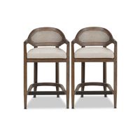 Americana Mid-Century Modern Rattan Cane Back Counter and Bar Stool - On Sale - Bed Bath & Beyond - 34740873