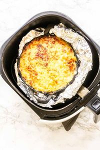 Potato gratin in an Air Fryer with aluminium foil. It's easy to make.