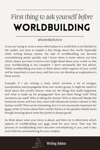 Worldbuilding can become quite overwhelming pretty quickly if you lose yourself in all the aspects of how a world, and the people living in it, work. So before you actually start your worldbuilding process, you should ask yourself a vital question in order to prevent this threat of becoming overwhelmed. This pin tells you what you should consider first. Follow me for more writing advice like this! #writing #writingabook #fantasyworld #worldbuilding #writer #books #fiction #writerscommunity #fyp #writersofinstagram #tips #advice #fantasy #fanfiction