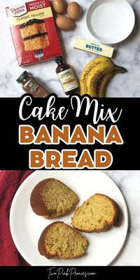 This banana bread is so easy to make with a box of yellow cake mix and is presented beautifully in a bundt cake pan. This recipe also freezes well. 