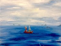 Oil painting by Kendra Pothier Wind Waker open sea