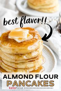 Start your morning with these thick and buttery almond flour pancakes. They’re gluten-free and keto-approved and have only 1.7 grams of carbohydrates per pancake!