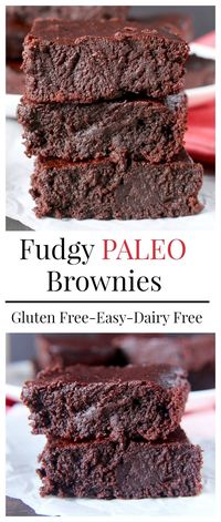 Fudgy Paleo Brownies- the BEST paleo brownies! No one will know they're healthy! Gluten free, dairy free, nut free and so delicious!!