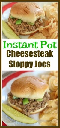 This Instant Pot Cheesesteak Sloppy Joes Recipe is made with seasoned ground beef mixed with melted cheese and peppers. Make it in under 30 minutes for a fast and delicious meal.