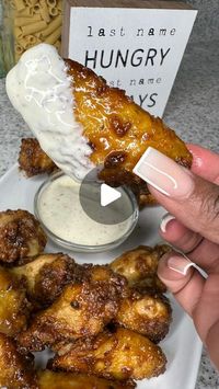 Dwalette King on Instagram: "Hot Honey Bourbon Wings 🔥 Do you like sweet and spicy❓These were so good and very quick to make 🔥 Recipe is  below👇🏾 

Season  15-18 drummettes and wingettes:
( Make sure chicken is patted dry with a paper towel) 
Add in :
1.5 - 2 tbsp @tonychacheres seasoning 
1/2 tsp red pepper flakes 
1 tsp black pepper 
1 tsp onion powder 
1 tsp garlic powder 
1 tsp smoked paprika
1 tsp chili powder( I forgot to mention in video) 
6 tbsp olive oil 
1/4 c. Cornstarch 
1-2 tbsp baking powder ( I forgot to show clip in video ) 
Mix everything all over wings with a spoon or your hands 
- Spray air fryer with non-stick spray 
- Place wings in and spray the top of wings with olive oil spray 
-  Cook at 400 degrees for 30 min flip at 15 minute mark 
- When you flip them , spra