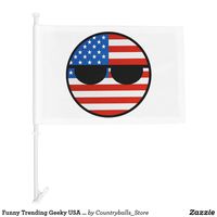 Funny Trending Geeky USA Countryball Car Flag