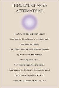 Balance your Third Eye Chakra with these powerful affirmations.