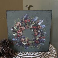 Christmas Wreath Signs 8 inch, Green Vintage Style Christmas Decor, Unique Christmas Gift for Women, Christmas Shelf Sitter, for Coworker by BrooklawnCreations on Etsy