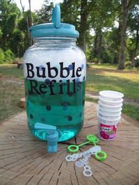 Bubble Solution: 12 cups water 1 cup dish soap 1 cup cornstarch 2 Tbsp baking powder