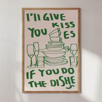 Kitchen Wall Art Wash the Dishes Poster Do the Dishes Dummy Mid Century Print Minimalistic Typography Digital Download Available - Etsy