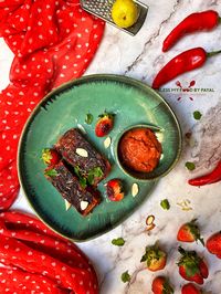 Vegan Strawberry Glazed Tofu Recipe : Grilled tofu steaks coated in a sweet, tangy strawberry glaze served with rice for a delightful meal.