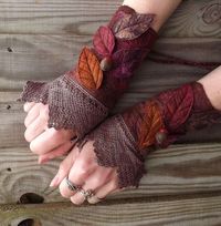 Vintage Lace Faerie Cuffs - fairy costume - fairy accessories - felt gloves - fantasy costume - pixie armwarmers - Steampunk Fairy: