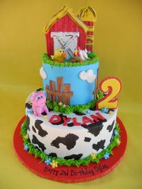 https://flic.kr/p/9h4wu3 | Barnyard Birthday Bash Cake | I drew inspiration for this cake from many cakes I found online. The birthday girl was having a petting zoo birthday party and this cake played off the party invites.