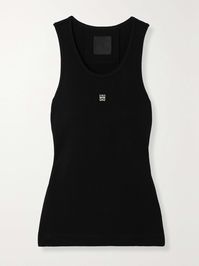 The simplest details have the power to elevate your basics to something covetable in their own right. Givenchy's stretch-cotton tank is embellished with a silver-tone '4G' emblem front and center and ribbed for a close fit. Wear it under a blazer so the logo peeks through the middle.