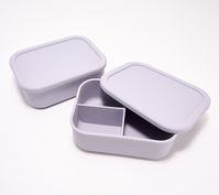 Keep your food separated and stored in style with this set of two divided lunch containers. From Kitchen Innovations.