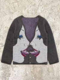 European and American autumn and winter new dark fleece cartoon printed cardigan, unisex knitted