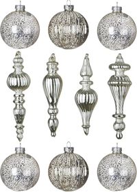 Amazon.com: Mercury Glass Christmas Ornaments Silver Hanging Balls with Different Shapes for Xmas Tree Decor,Vintage Finials Luxury Christmas Decoration Hanging Bauble for Neutral Holiday Winter Wedding-Set Of 10 : Home & Kitchen