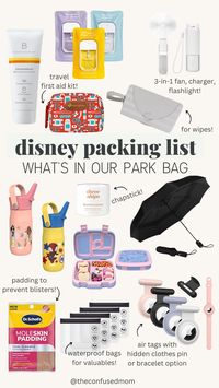 disney packing list: what to pack for disney world! packing for disney world, disney world packing list, disney trip, disney must haves packing lists, what to wear to disney world, disney world aesthetic, disney tips, disney hacks, disneyworld, disney must haves, disney vacation, disney park bag essentials, disney backpack essentials, disney bag essentials, disney travel, everything motherhood, motherhood and parenting