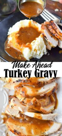 Make ahead turkey gravy is a must for a stress free Holiday dinner. I guarantee this rich, smooth turkey gravy is a total lifesaver! #thanksgivingdinner #turkeygravy #sidedish