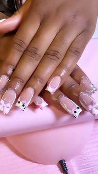 pink cute girly hello kitty nail inspo