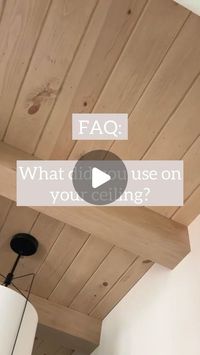 Paige Bower | Budget DIY + Custom Carpentry + Design on Instagram: "Our most asked question, aside from our stain color, is what we used on this ceiling. 

Pine tongue & groove with Select Pine for the faux beams is what we used and worked perfectly for this space! It has been over 3 years since we installed this and it still looks as good as the day we put it in!

Would you add this to a space in your home?

#fauxbeams #stainedceiling #tongueandgroove #fifthwall"