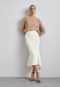 Erdem PATCHWORK CABLE KNIT FLARED SKIRT - Dolgo krilo - cream