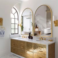 Dovelina Metal Frame Arch Wall Mirror Gold Bathroom Vanity Mirror Set Of 2 - 47"x22", Gold : Target