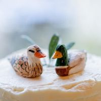 Our hand-carved wooden duck wedding cake toppers will make a memorable token that will take your wedding cake to be uniquely yours! ♥ The ducks are carved from recycled wood. ♥ We include the bride and groom pair of figurines pictured as default but we are LGBTQ+ friendly. We are happy to customize the pair. Just include it in the notes at checkout. ♥ The bottom of the figurines can have a wedding message customized (e.g. Mr. / Mrs., wedding date, etc.). Just include it in the notes at checkout.