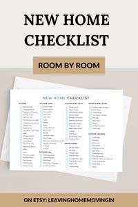 A simple list of items you need for each room of your new home.