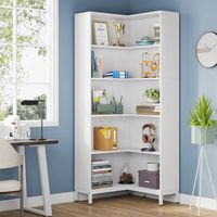 This corner bookshelve suits any corner, as the angle of the product is 90˚ and the size of 2 sides is L27.56 * W9.44 inches. You can put anything you want on the shelves and keep them organized, such as books, collections, plants, etc, as each shelf height is 12.99 inches and can bear 30 lbs. The main body of the corner bookshelves is manufactured wood. The advantage of this kind of wood is that it is water-proof, easy to clean, and anti-scratch. The thick metal supports the whole body and make