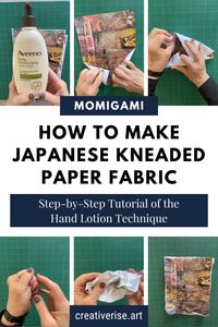 How to make Japanese Kneaded Momigami paper fabric. This short and quick tutorial is done with the hand lotion technique. Create fun and usable paper fabric for your next creative project.