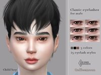 The Sims Resource - Classic eyelashes for male 3D (Child)