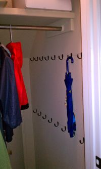 Add lots of hooks in the coat closet/understairs cupboard and a rail if to maximise your space.