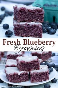 Moist and dense blueberry brownies, full of natural blueberry flavor and color!