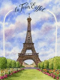 tutorial how painted the sketch of the Eiffel Tower