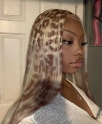 Wig black women woman girl girls hairstyle hair hairstyles cheetah print blonde long straight pretty