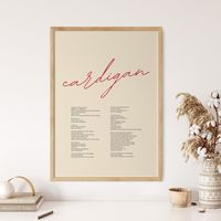 Cardigan Poster, Taylor Swift Poster, Evermore Merch, Folklore Merch, Cardigan Taylor Swift, Taylors Version Swiftie Gift, Lyrics Poster