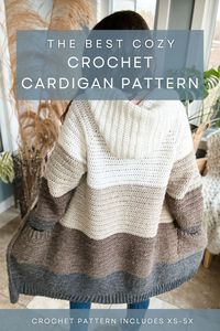 The Colour Block Cardigan is worked in one piece from the top down in simple half-double crochet stitches, making it a great beginner sweater pattern. The raglan cardigan can easily be modified to any length, and the pattern works quickly with no seaming.