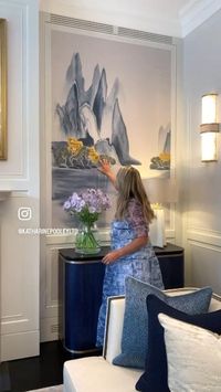 Timeless charm is created in the finer details. A hand painted wallpaper featuring a gorgeous Japanese scene inspired the colour palette in this London project's living room.