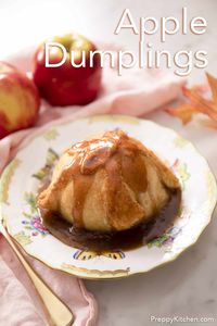 Old-fashioned apple dumplings are a delicious dessert for fall! Fresh apples are filled with cinnamon sugar, wrapped in a flaky butter crust, and baked in a rich brown sugar sauce. Serve them with a scoop of ice cream for an indulgent fall treat.