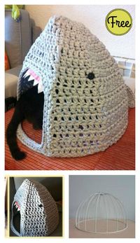 Shark Cat House Free Crochet Pattern