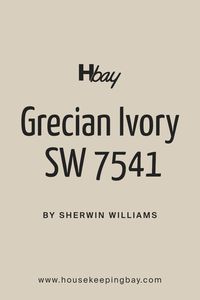 Grecian Ivory SW 7541 by Sherwin Williams is a soft, warm neutral with a subtle hint of creaminess, making it an inviting choice for those looking to add a touch of coziness to their space without overwhelming it with color. This hue has an understated elegance that can brighten up rooms while inducing a serene and welcoming atmosphere. It’s versatile enough to work across a range of interior styles, from classic and traditional settings to more modern and minimalist designs.