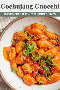 This gochujang gnocchi only requires 9 ingredients and comes together in less than 30 minutes. Easy to make, budget-friendly and the perfect weeknight dinner.