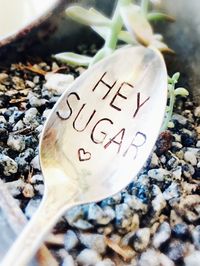 Hey Sugar Stamped Silver Spoon Love Spoon Gift by SweetThymeDesign