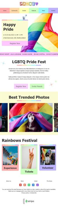 LGBTQ Pride Month Email Template "Happy Pride" for Events industry. #EmailDesign #EmailTemplate #Newsletter #EmailMarketing #Mailchimp