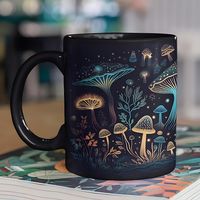 Magic Mushroom Mug, Mushroom Mug, Black Mushroom Coffee Cup, Novelty Coffee Mugs, Cute Bioluminescent Mushroom Gifts, Gifts For Mushroom Lovers 2024 - $12.99